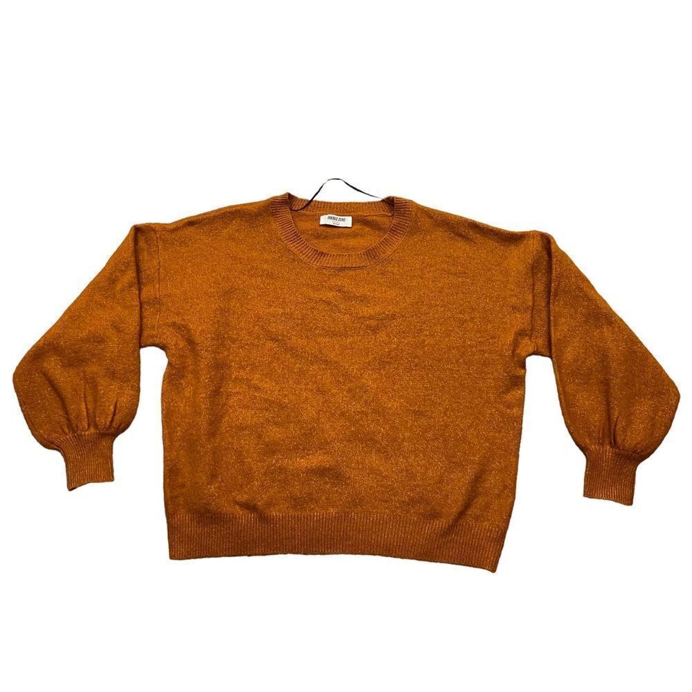Ladies Double‎ Zero Orange Rust Knit Oversized Crew Neck Sweater Size Small